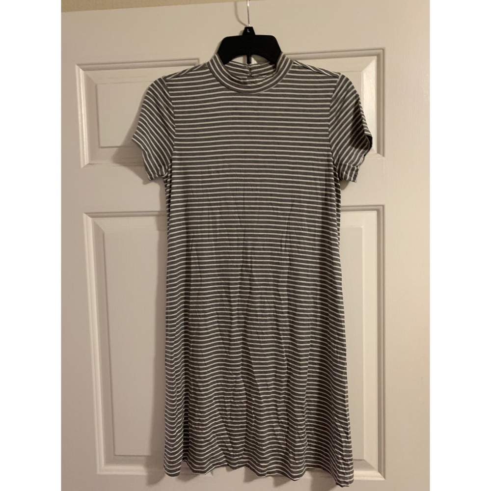 White and Gray Striped Dress